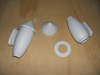 Partially assembled engine pods.